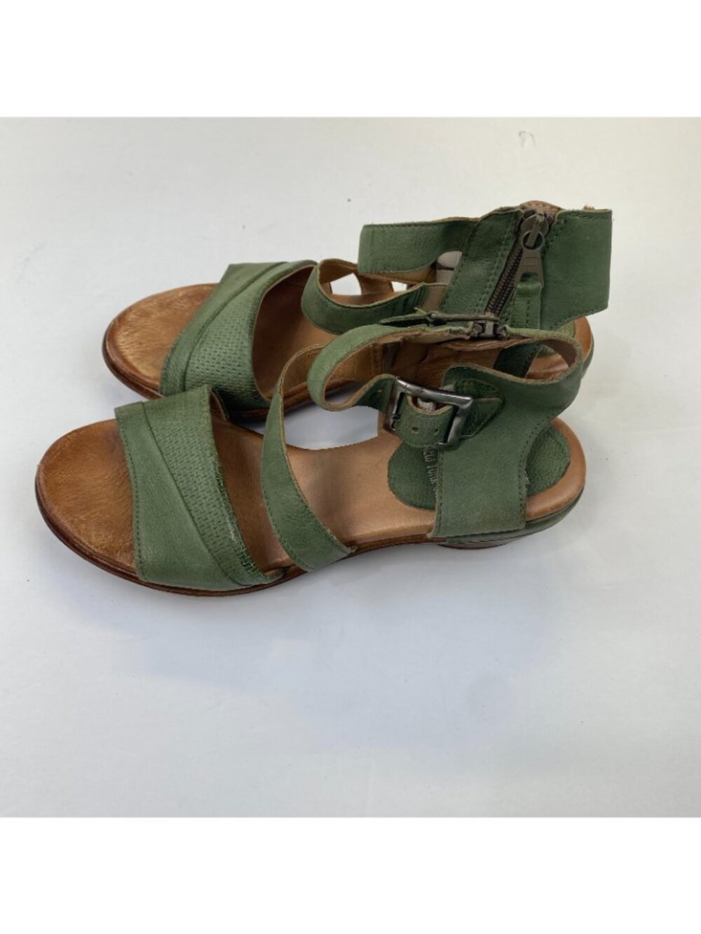 Miz Mooz Coolidge Womens Green Leather Heeled Sandals Shoes Boho Western 38 - Picture 3 of 10